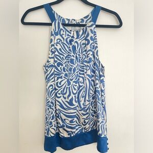 Ann Taylor - sleeveles tropical blue silk top